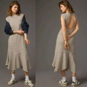 Daily Practice Anthropologie New MP‎ Highline Stripe Short Sleeve Maxi Dress